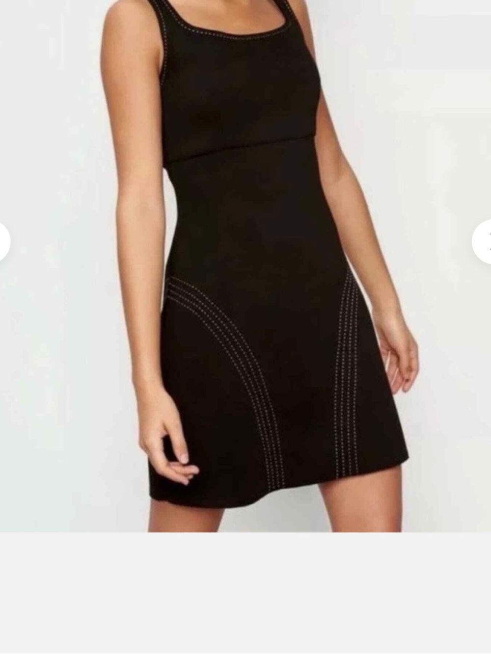 Maje Rokaya Contrast Stitch Scuba Dress Sleeveless